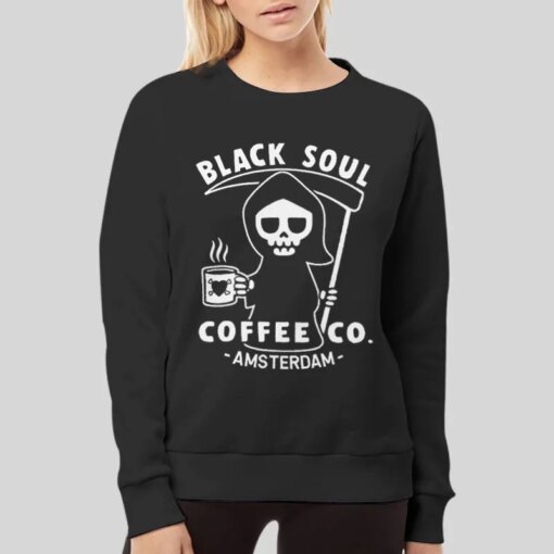 Black Soul Coffee Cafe Grim Reaper Shirt