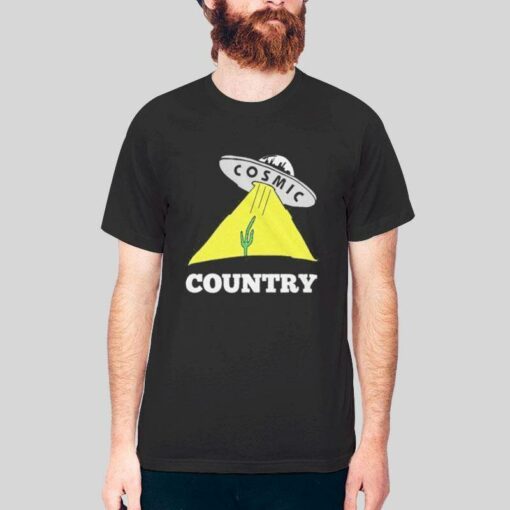 Cactus Space Ship Cosmic Country T Shirt