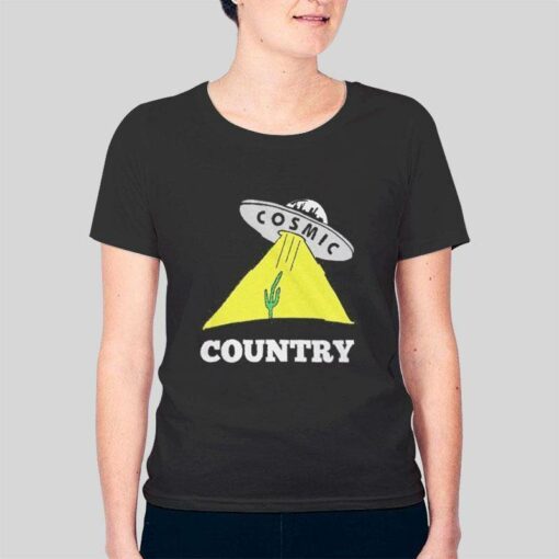 Cactus Space Ship Cosmic Country T Shirt