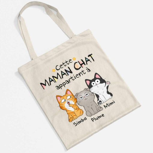 Cette Maman Chat Appartient A – Cadeau Personnalise  Tote Bag pour Amoureux des animaux