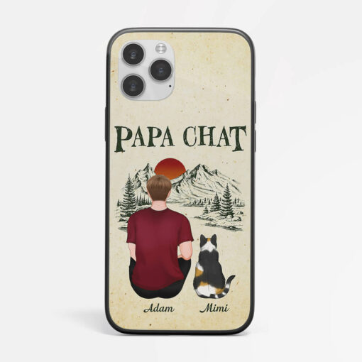 Coque De Telephone Papa ChatMaman Chat Foret Personnalisee