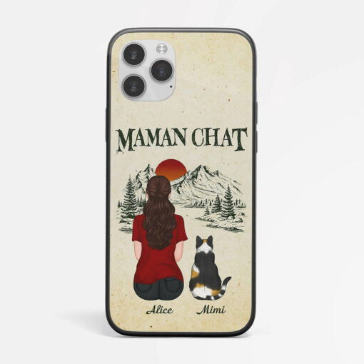 Coque De Telephone Papa ChatMaman Chat Foret Personnalisee