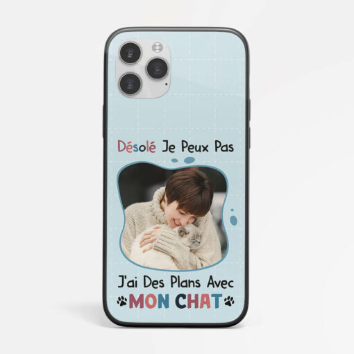 J’ai Des Plans Avec Mon Chat – Cadeau Personnalise  Coque de Telephone pour Amoureux des animaux