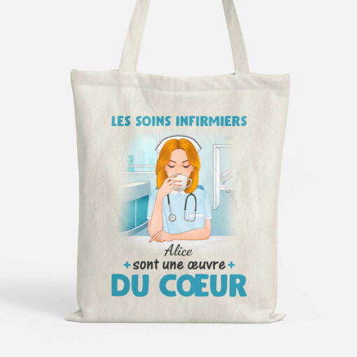 Les Soins Infirmiers Sont Une Euvre Du Coeur – Cadeau Personnalise  Tote Bag pour InfirmiereInfirmier