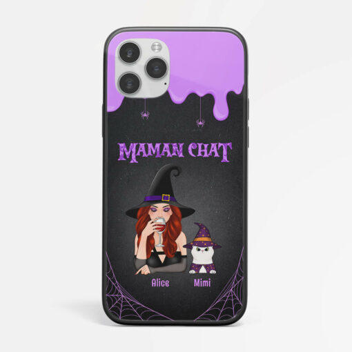 Maman Chat Halloween – Cadeau Personnalise  Coque de Telephone pour Amoureux des animaux