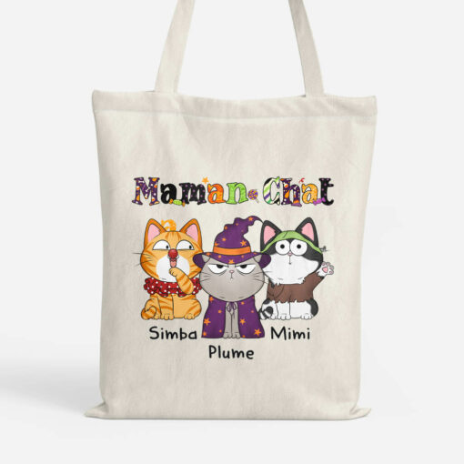 Maman Chat Mimi Motif Halloween – Cadeau Personnalise  Tote Bag pour Amoureux des animaux