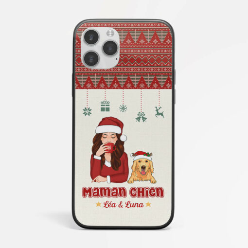 Maman Chien Version Noel – Cadeau Personnalise  Coque de Telephone pour Noel