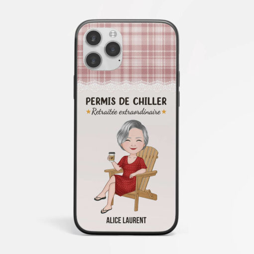 Permis de Chiller – Cadeau Personnalise  Coque de Telephone pour Retraitee