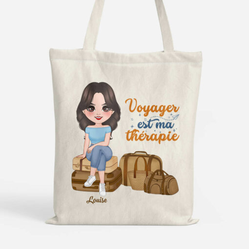 Voyager Est Ma Therapie – Cadeau Personnalise  Tote Bag pour Femme