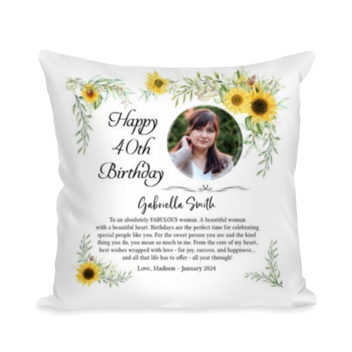 40th Birthday Custom Gift, 40th Birthday Photo Pillow, 40th Birthday Cushion