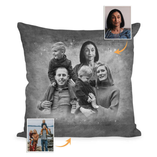 Add Departed Loved One Pillow, Add Grandma Grandpa Family Member To Picture, Combine Photos Cushion, Custom Birthday Gifts