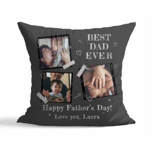 Best Dad Photo Personalized Cushion, Custom Gift For New Dad, Fathers Day Gift Throw Pillow