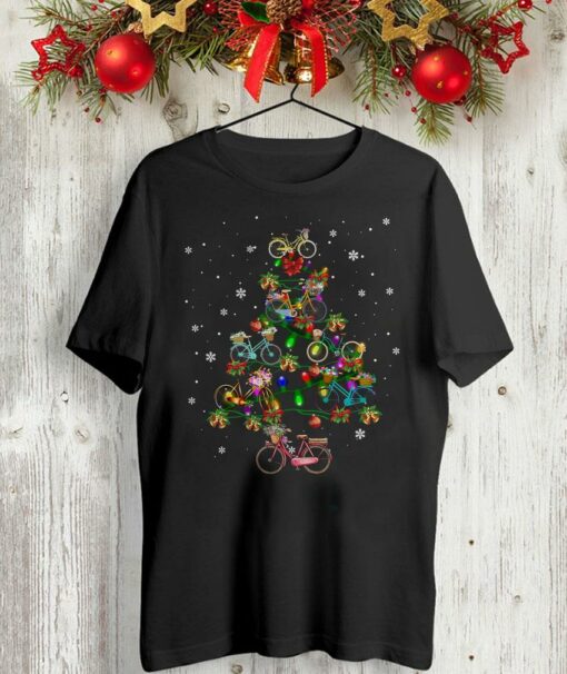 Bicycle fairy light Christmas t-shirt