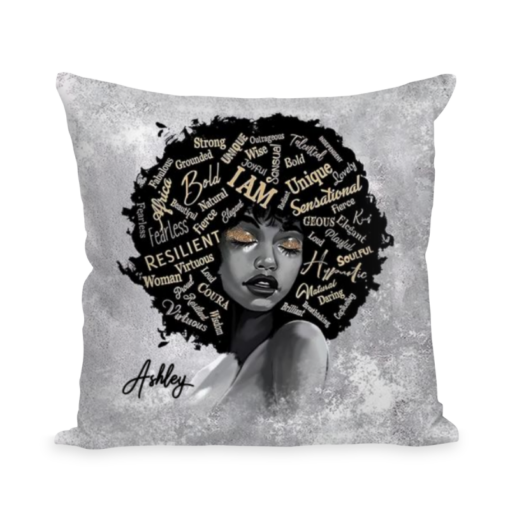 Black Girl Pillow, Queen Cushion, African American Pillow Gift, Black Women Pillow for Couch