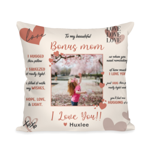 Bonus Mom Pillow, Personalized Step Mother Gift, Mothers Day Step Mom Gift, Mothers Day Gift Idea