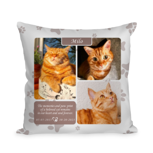 Cat Memorial With Photo Collage, Cat Memorial Gift, Cat Loss Gift, Custom Pillow