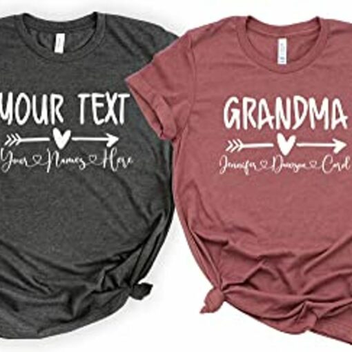 Custom Grandma Shirts for Women with Kid’s Names, Personalized Mothers Day TShirt, Grandparents Outfits