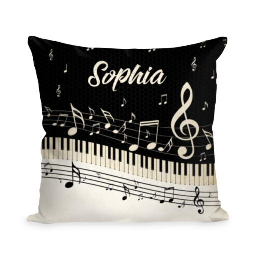 Custom Music Pillow With Name, Piano Music Pillow, Music Lover Pillow, Music Gift, Music Notes Pillow