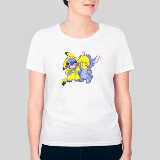 Cute Stitch And Pikachu Costumes Shirt