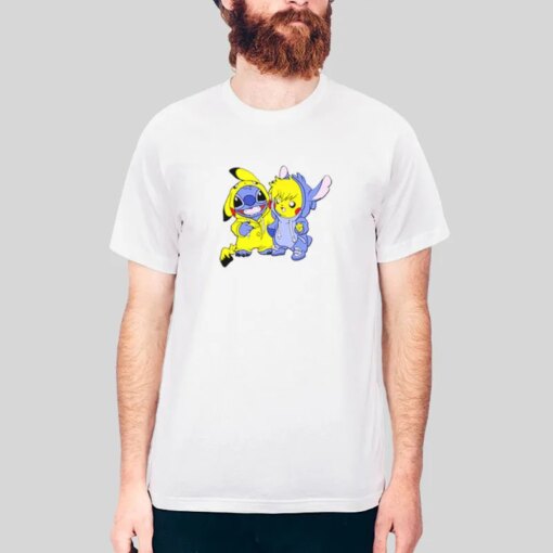 Cute Stitch And Pikachu Costumes Shirt