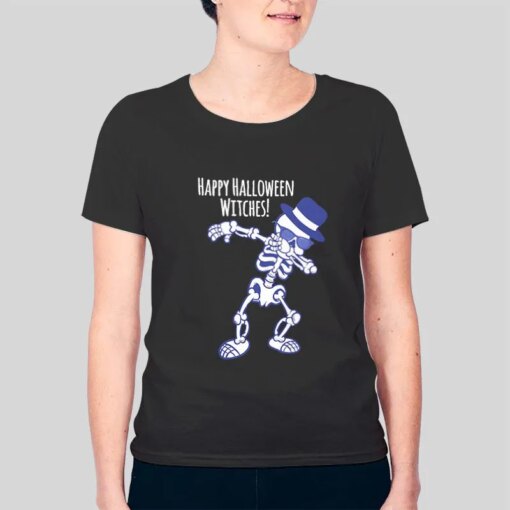 Dabbing Skeleton Happy Halloween Witches Shirt