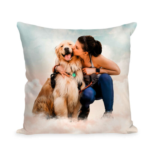 Dog Gift For Owner, Custom Photo Pillow For Pet, Pet Portrait Gift, Watercolor Dog Photo Custom Pillow