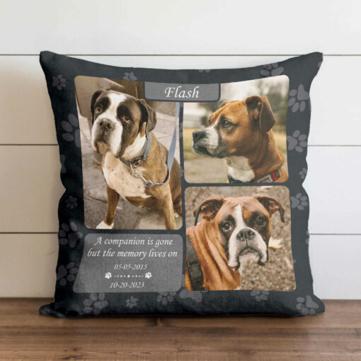 Dog Memorial With Photo Collage, Pet Memorial Gift, Dog Loss Gift, Custom Pillow