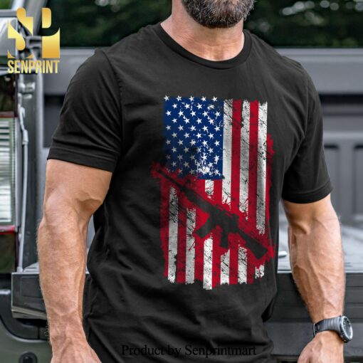 Flag with Rifle Military Unisex Shirt