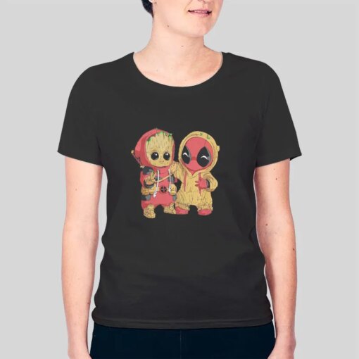 Funny Baby Groot And Deadpool Groot Shirt