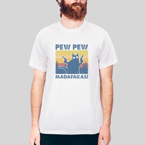 Funny Black Cat Pew Madafakas Pew Pew Shirt