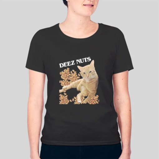 Funny Cat Deez Nuts Joke T Shirt