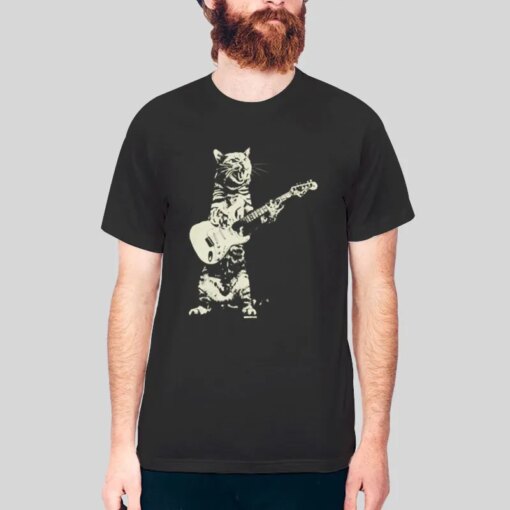 Funny Cat Playing Guitar Shirt