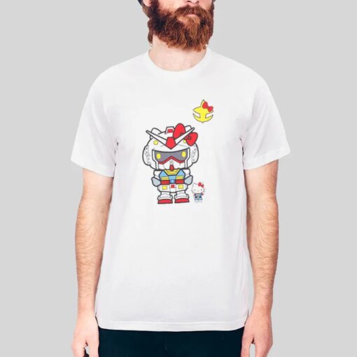 Funny Cute Hello Kitty Gundam Shirt