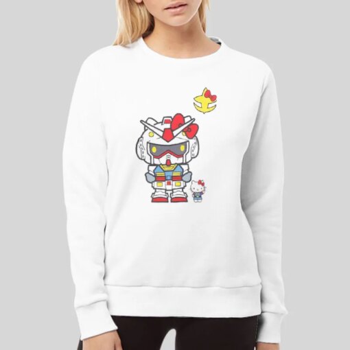 Funny Cute Hello Kitty Gundam Shirt