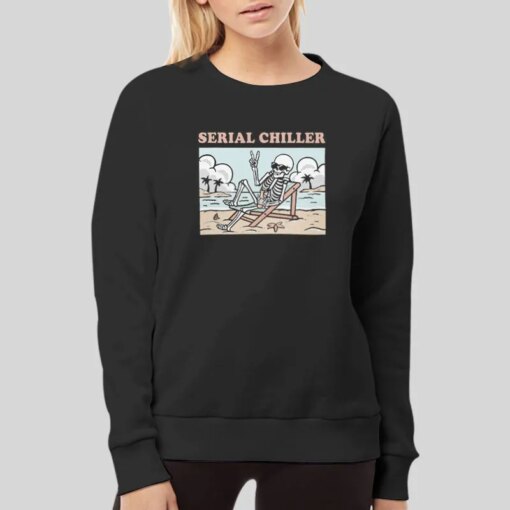 Funny Skeleton In The Beach Serial Chiller T Shirt