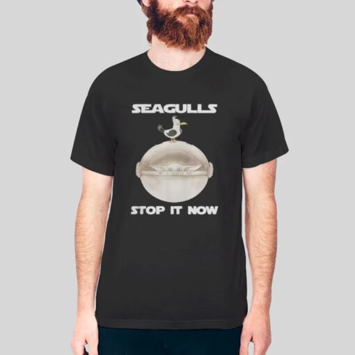 Funny Stop It Now Baby Yoda Seagulls Shirt