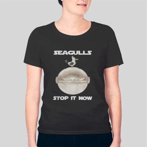 Funny Stop It Now Baby Yoda Seagulls Shirt