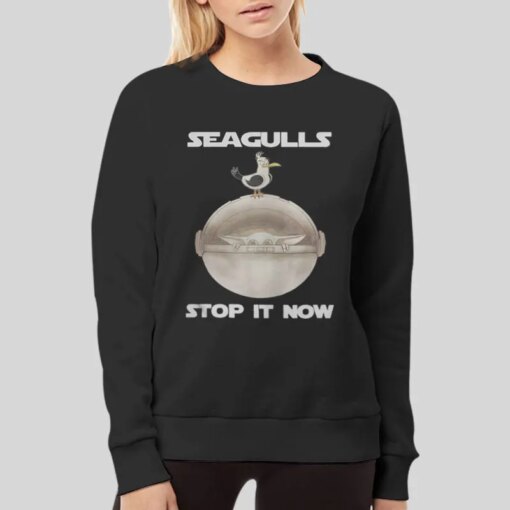 Funny Stop It Now Baby Yoda Seagulls Shirt