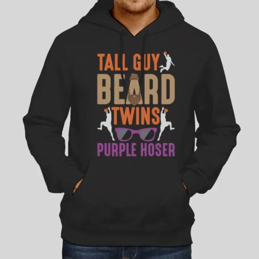 Funny Tall Guy Beard Twins Purple Hoser Shirt