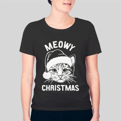 Funny Thanksgiving Cat Meowy Christmas Shirt