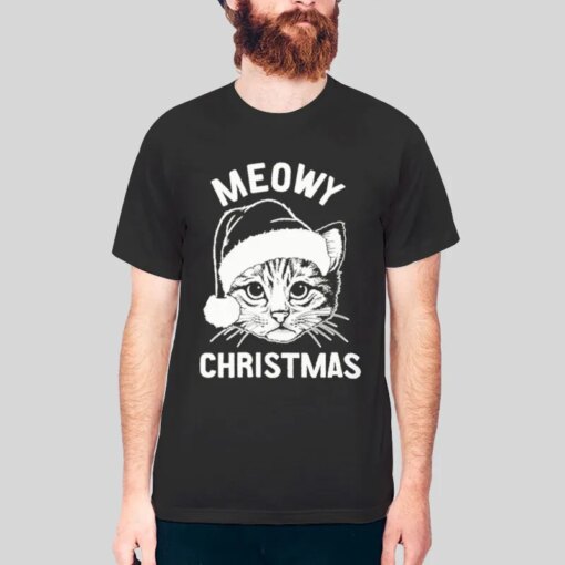 Funny Thanksgiving Cat Meowy Christmas Shirt