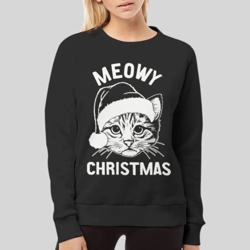 Funny Thanksgiving Cat Meowy Christmas Shirt