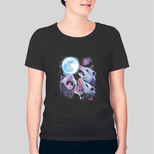 Funny Three Possums Howling At Moon Shirt