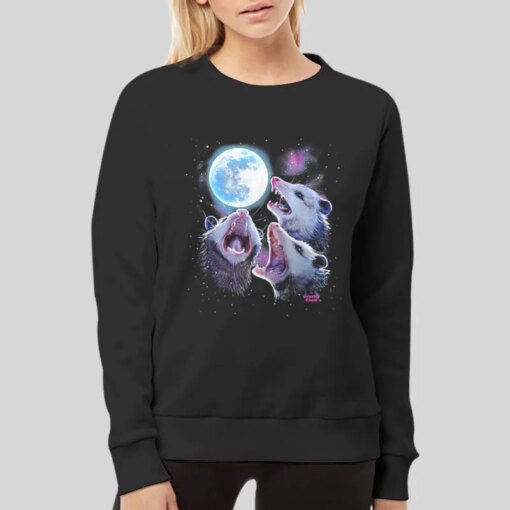 Funny Three Possums Howling At Moon Shirt