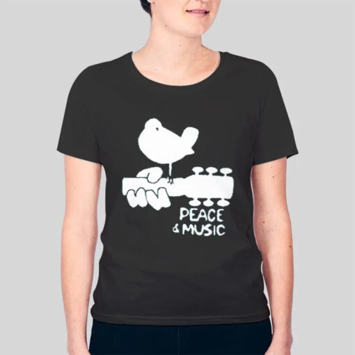 Funny Woodstock Peace And Music Guitar Shirt