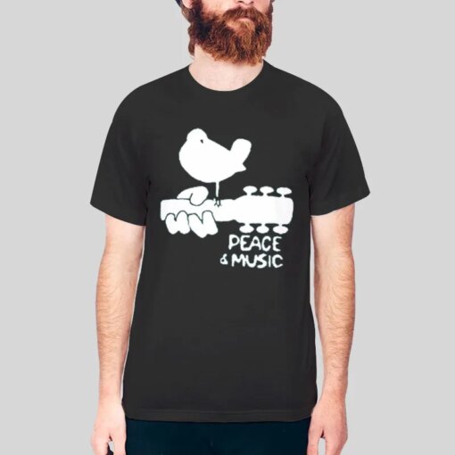 Funny Woodstock Peace And Music Guitar Shirt