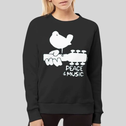 Funny Woodstock Peace And Music Guitar Shirt