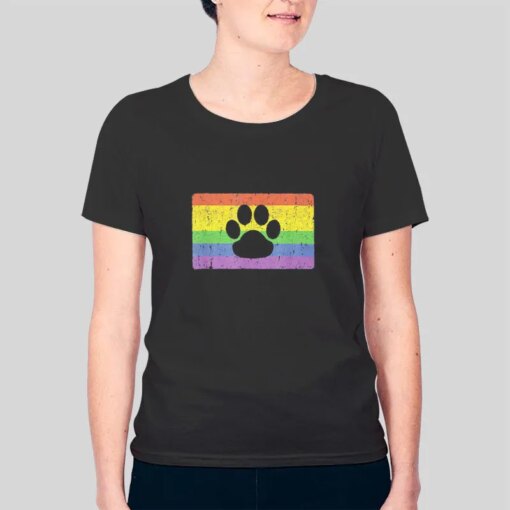 Gay Paw Rainbow Flag Gay Furry Knot Shirt