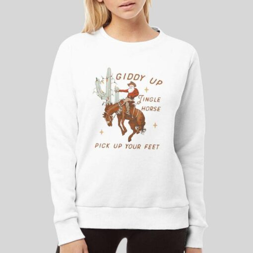 Giddy Up Jingle Horse Pick Up Your Feet Cowboy Christmas Shirt