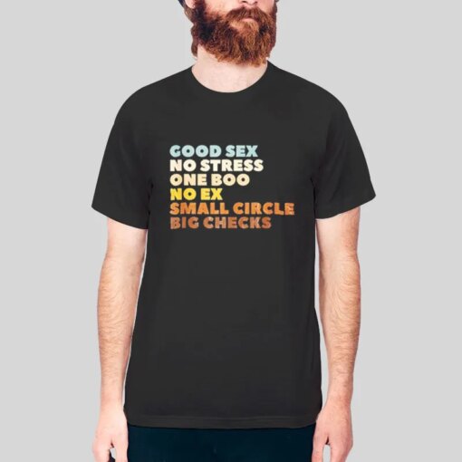 Good Sex No Stress One Boo No Ex Small Circle Big Checks Shirt